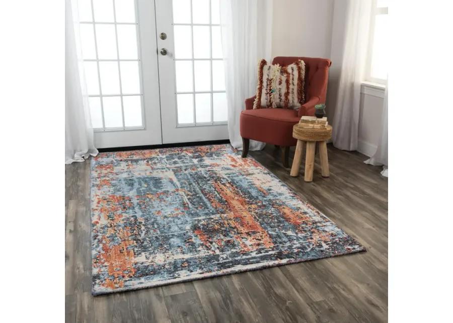 Premier Blue Abstract NZ Wool/Tencel Blend 10' x 13' Rectangle Rug