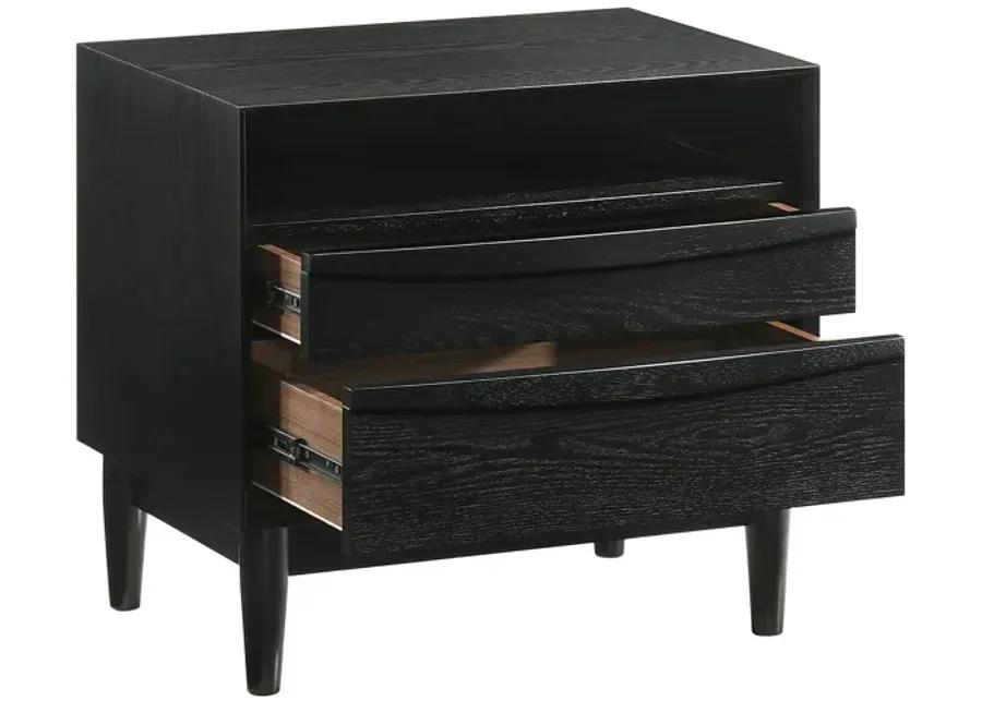 Artemio Queen 3 Piece Wood Bedroom Set in Black Finish