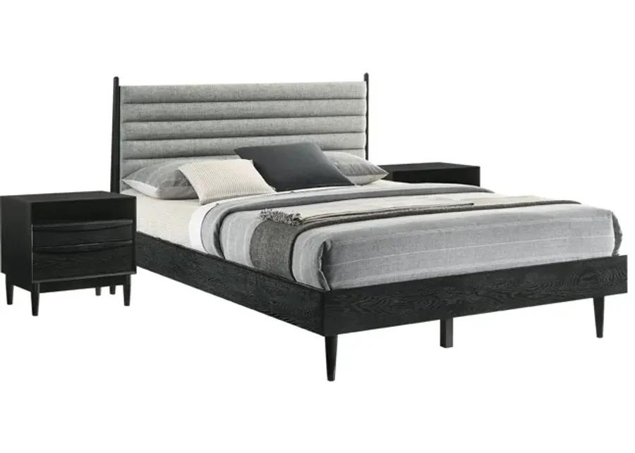 Artemio Queen 3 Piece Wood Bedroom Set in Black Finish