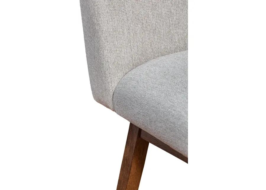 Basila Swivel Counter Stool in Brown Oak Wood Finish with Taupe Fabric