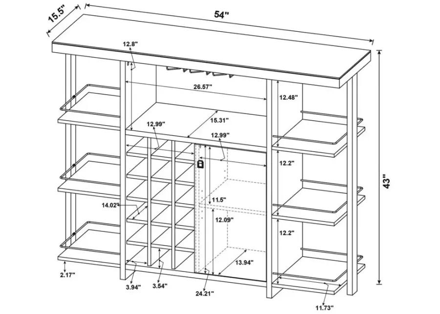 Evelio Bar Unit with Wine Bottle Storage Walnut