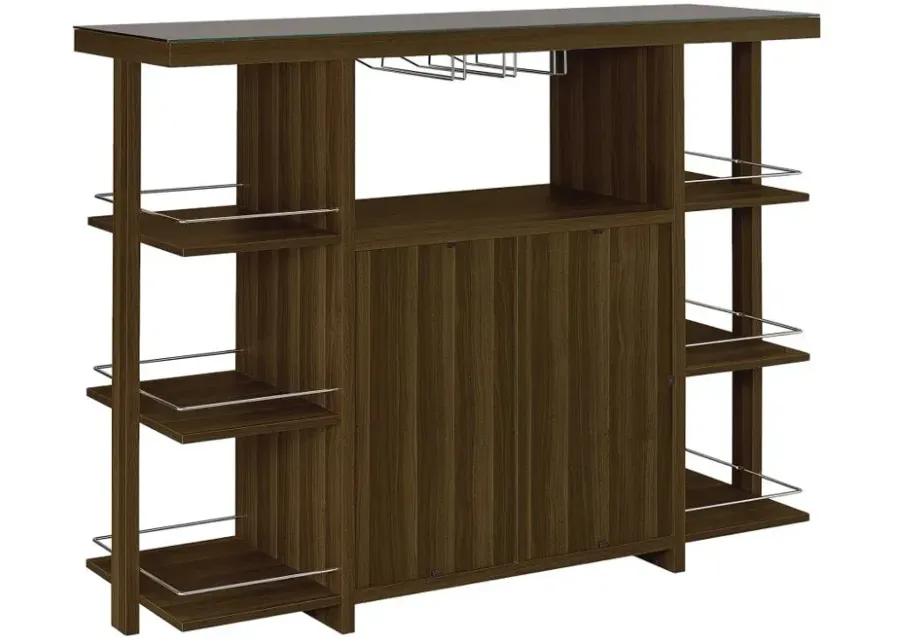 Evelio Bar Unit with Wine Bottle Storage Walnut