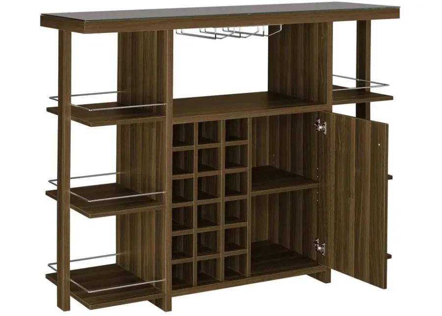 Evelio Bar Unit with Wine Bottle Storage Walnut