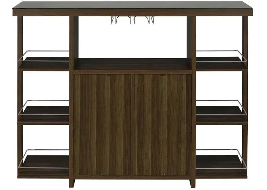 Evelio Bar Unit with Wine Bottle Storage Walnut