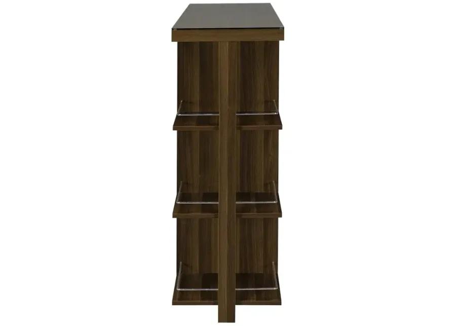 Evelio Bar Unit with Wine Bottle Storage Walnut