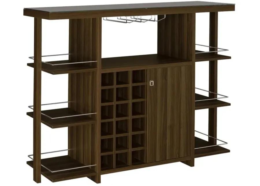 Evelio Bar Unit with Wine Bottle Storage Walnut