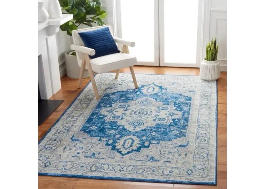 Brentwood 851 Navy / Grey 5'-3" X 7'-6" Medium Rectangle Powerloomed Rug