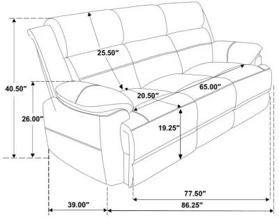 Ellington 3-piece Upholstered Padded Arm Sofa Set Dark Brown