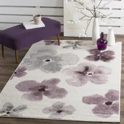 Adirondack Contemporary Ivory / Purple 3' X 5' Powerloomed Rug