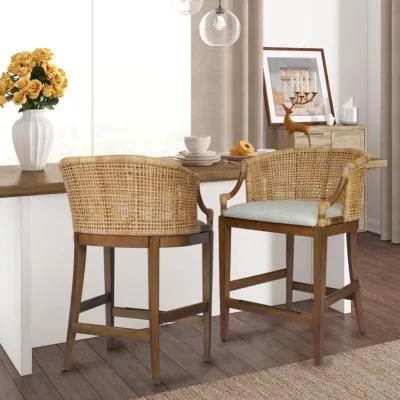 Martha Stewart Playa Natural Handcrafted Rattan Counter Stool 25" H