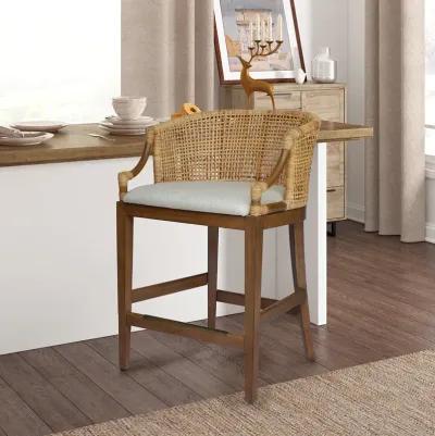 Martha Stewart Playa Natural Handcrafted Rattan Counter Stool 25" H