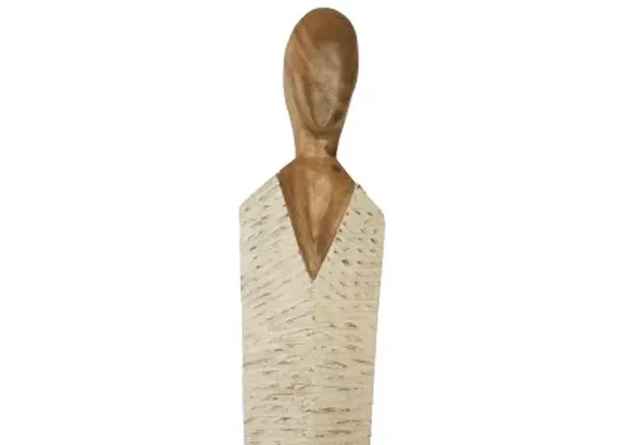 vested female sculpture, large, chamcha, natural, white, gold