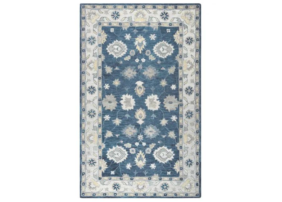 Leone Blue Traditional Motifs Wool 8' x 10' Rectangle Rug