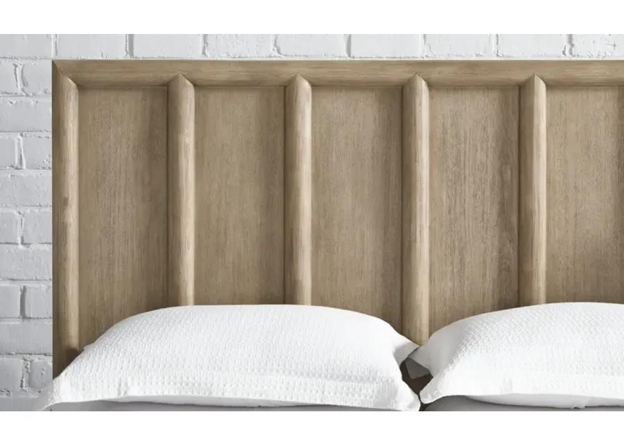 Dorsey King-size Wooden Panel Bed in Granola