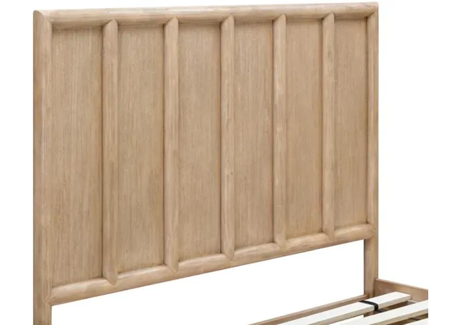 Dorsey King-size Wooden Panel Bed in Granola