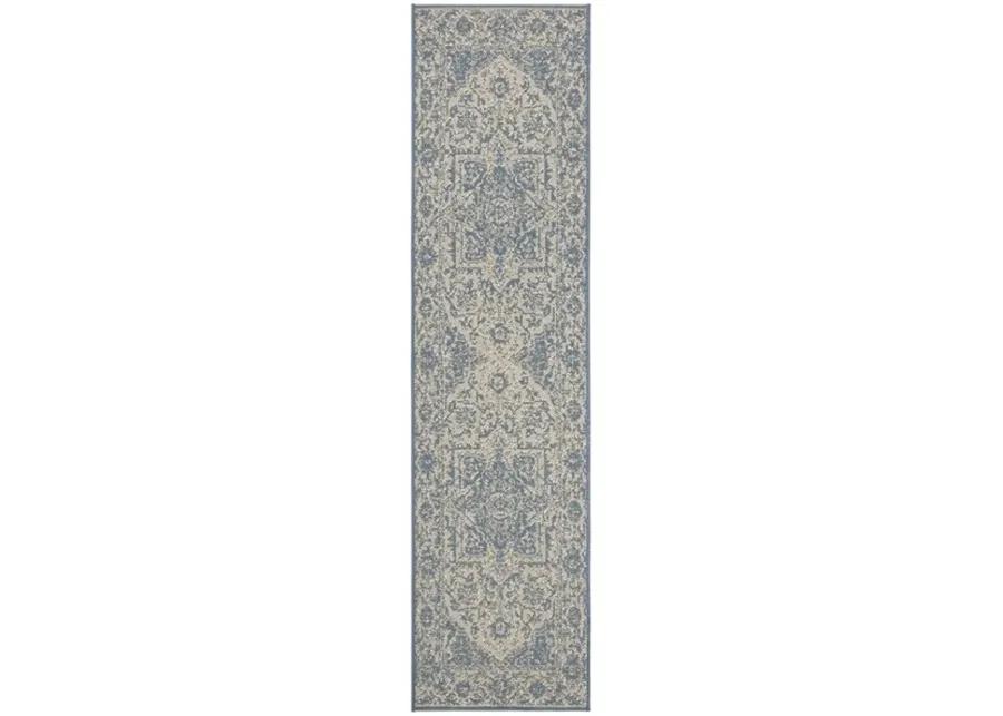 Safavieh BEACH HOUSE Collection BHS139N-28 Cream / Blue 2'-2" X 8'