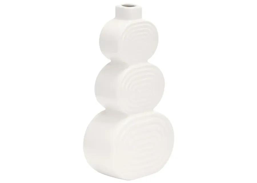 Cer, 12" Stacked Circles Vase, White