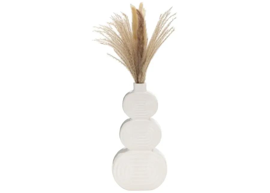 Cer, 12" Stacked Circles Vase, White