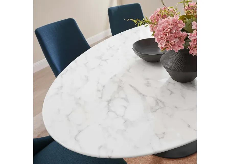 Lippa 78" Oval Artificial Marble Dining Table