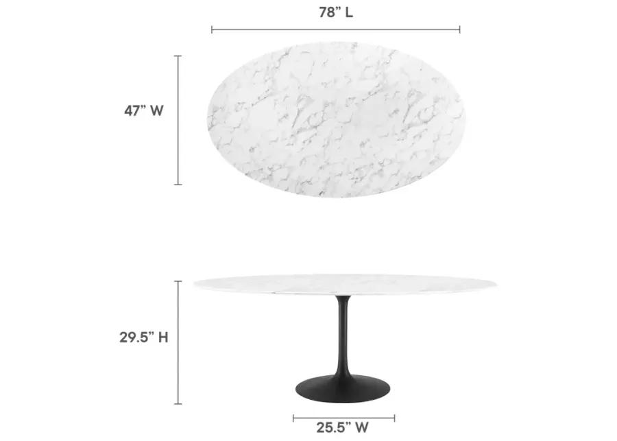 Lippa 78" Oval Artificial Marble Dining Table