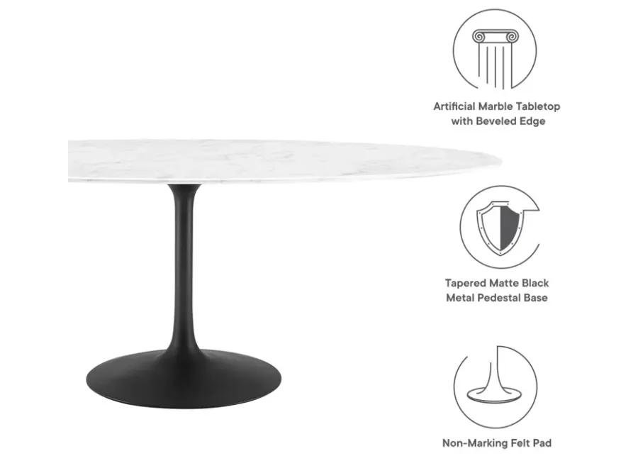 Lippa 78" Oval Artificial Marble Dining Table