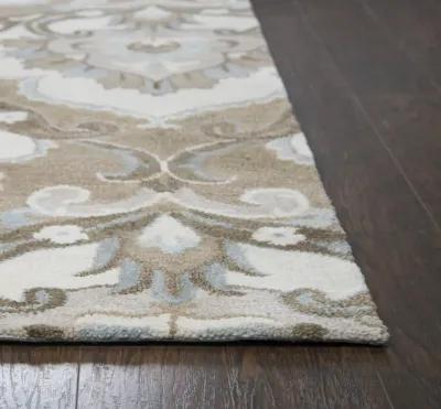 Leone Mocha Medallion Wool 6'6" x 9'6" Rectangle Rug