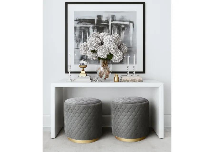 Abir Grey Velvet Ottoman