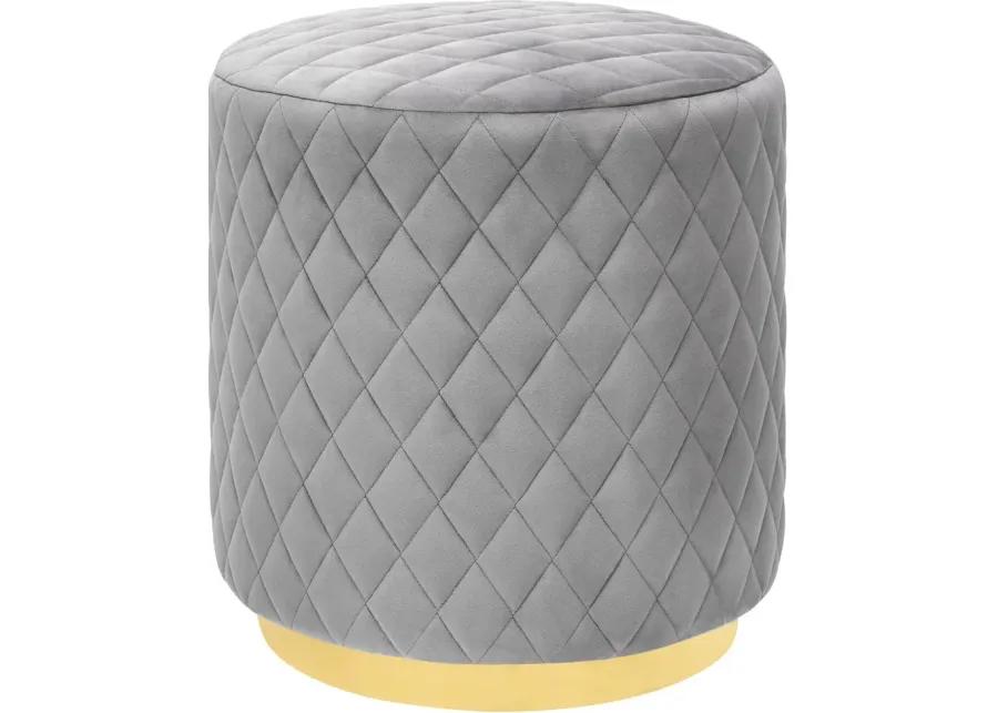 Abir Grey Velvet Ottoman