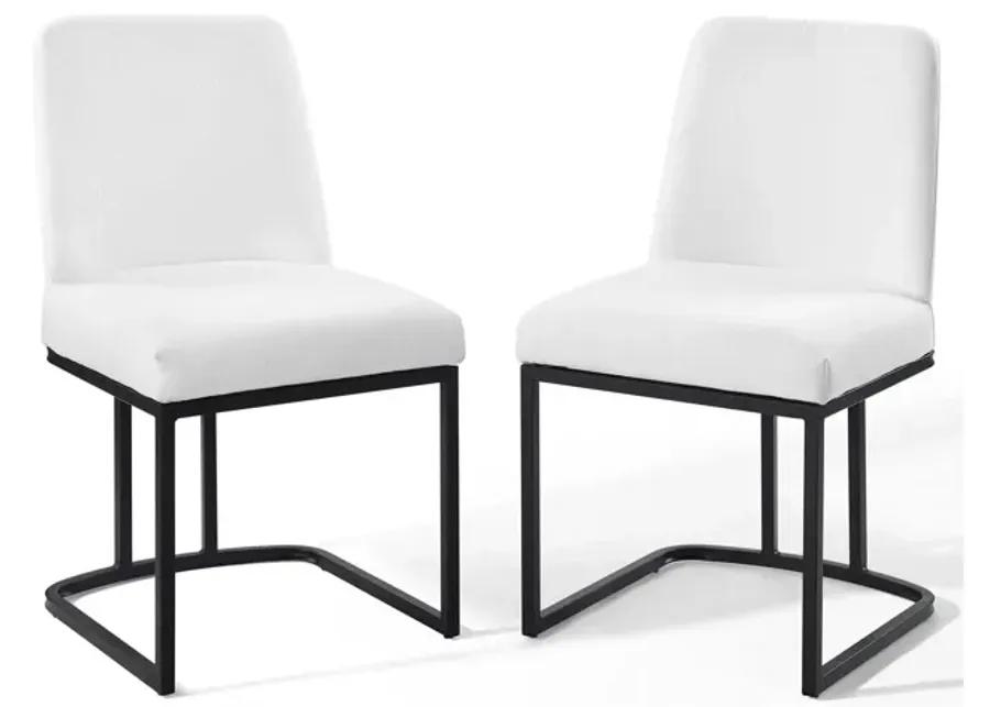 Amplify Sled Base Upholstered Fabric Dining Chairs - Set of 2