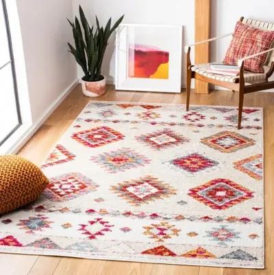 ADIRONDACK Contemporary Beige / Red 5'-1" X 7'-6" Powerloomed Rug