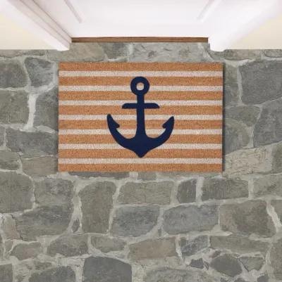 Anchors Away 24"x36" Doormat Choir Front and PVC Backing Navy and Natural