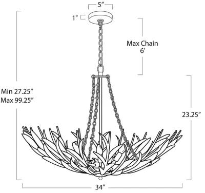 River Reed Basin Antique Gold Leaf Chandelier