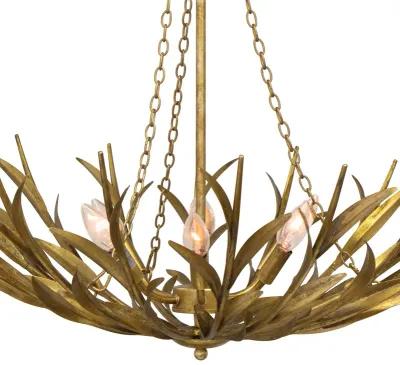 River Reed Basin Antique Gold Leaf Chandelier