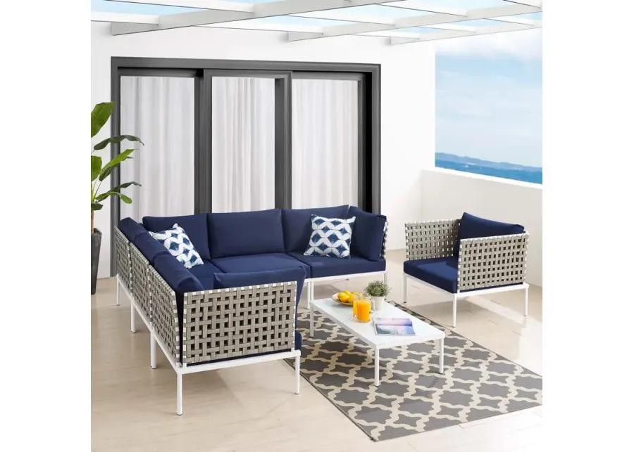 Harmony 7-Piece  Sunbrella® Basket Weave Outdoor Patio Aluminum Sectional Sofa Set