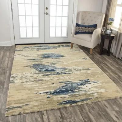 Finesse Beige/Gray Abstract Hand Spun New Zealand Wool/Tencel 2' x 3'  Rectangle Rug