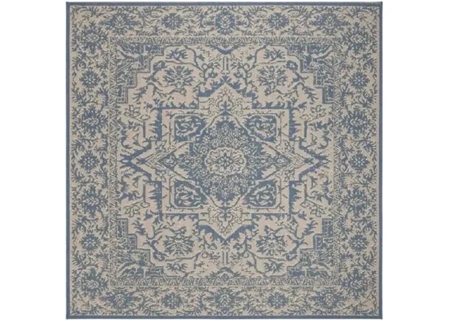 LINDEN 139 Collection LND139N-6SQ Cream / Blue 6'-7" X 6'-7" Square