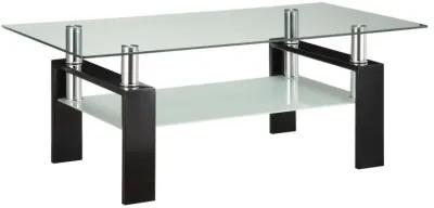 Dyer Tempered Glass Coffee Table with Shelf Black