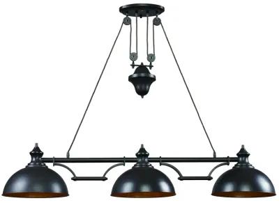 Farmhouse 56" Wide 3-Light Linear Chandelier - Oiled Bronze