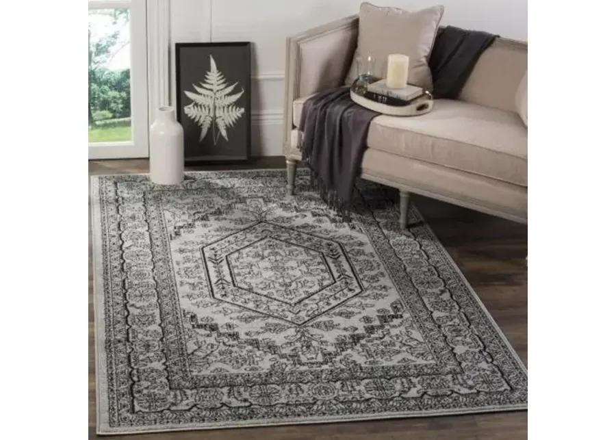 Adirondack Contemporary Silver / Black 5'-1" X 7'-6" Powerloomed Rug