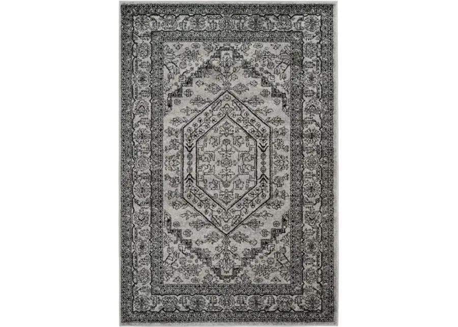 Adirondack Contemporary Silver / Black 5'-1" X 7'-6" Powerloomed Rug