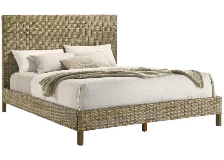 Zyla Woven Rattan Eastern King Panel Bed Kubu Grey