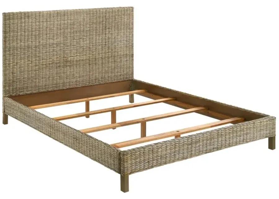 Zyla Woven Rattan Eastern King Panel Bed Kubu Grey