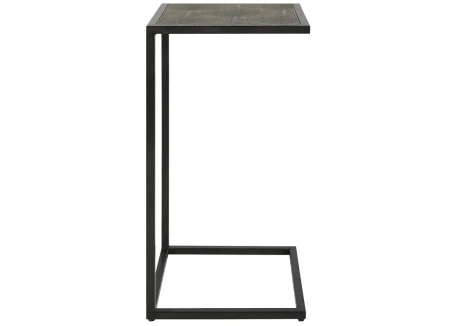  Gray Shagreen Top Antique Black Finish End Tables