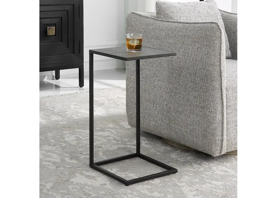  Gray Shagreen Top Antique Black Finish End Tables