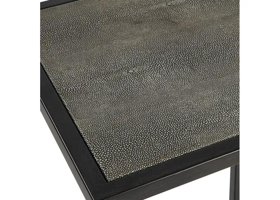  Gray Shagreen Top Antique Black Finish End Tables