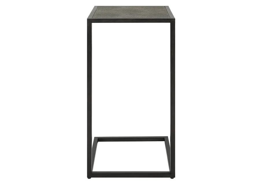  Gray Shagreen Top Antique Black Finish End Tables