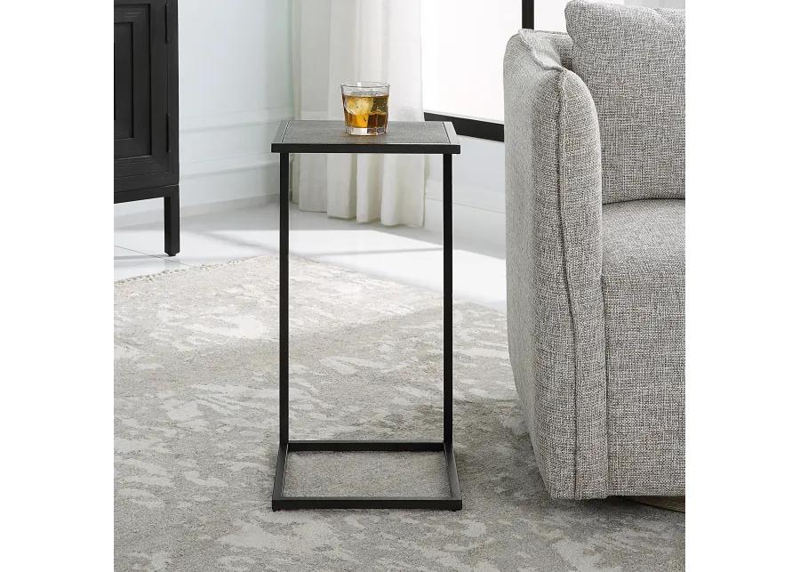  Gray Shagreen Top Antique Black Finish End Tables