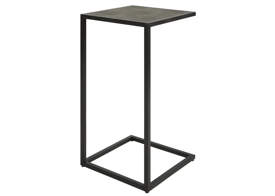  Gray Shagreen Top Antique Black Finish End Tables