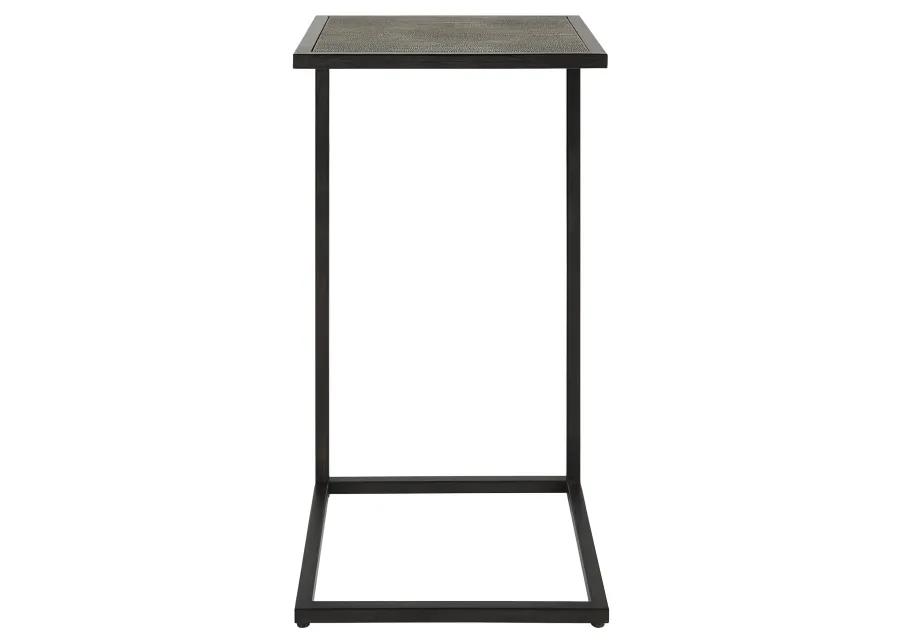  Gray Shagreen Top Antique Black Finish End Tables