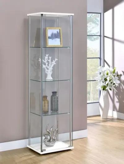 Bellatrix Rectangular 4-shelf Curio Cabinet White and Clear